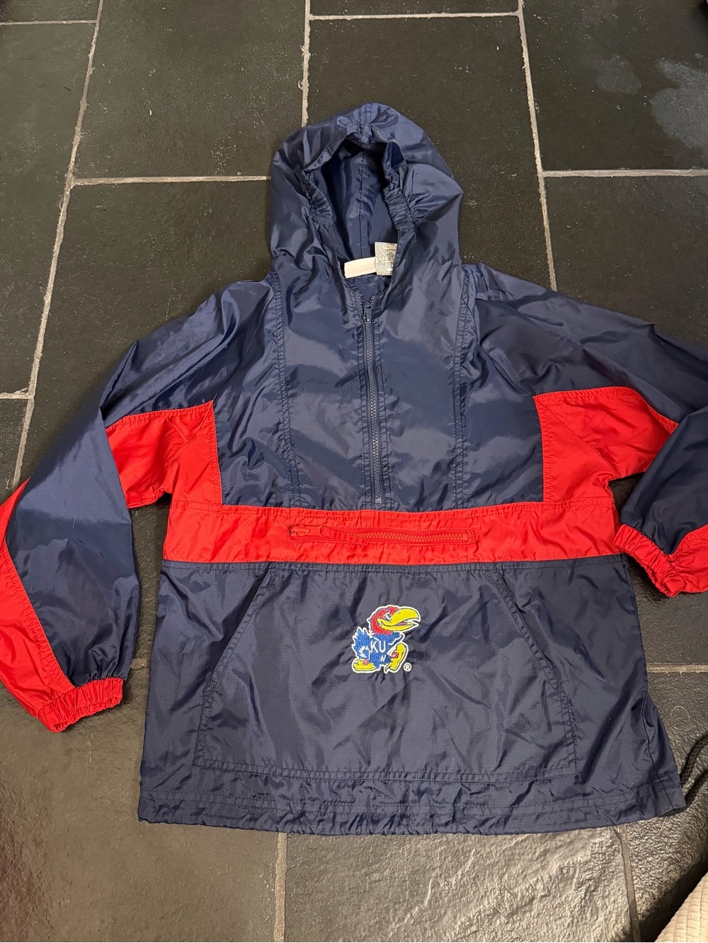 VTG Genuine Stuff KU Jayhawks Youth Half-Zip Anorak Jacket Sz M (10/12)